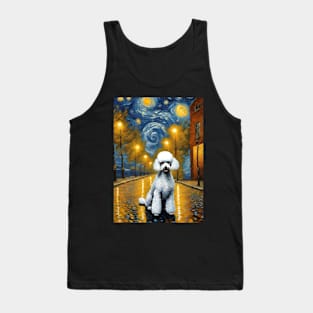 Cute Poodle Dog Breed in a Van Gogh Starry Night Art Style Tank Top